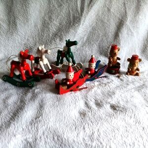 Lot Of Vintage Wooden Christmas Ornaments